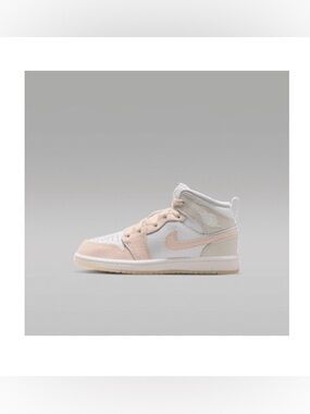 Nike Kids' Mid-Top Sneakers in Light Pink and White size 1. Jordan 1 Mid SE
